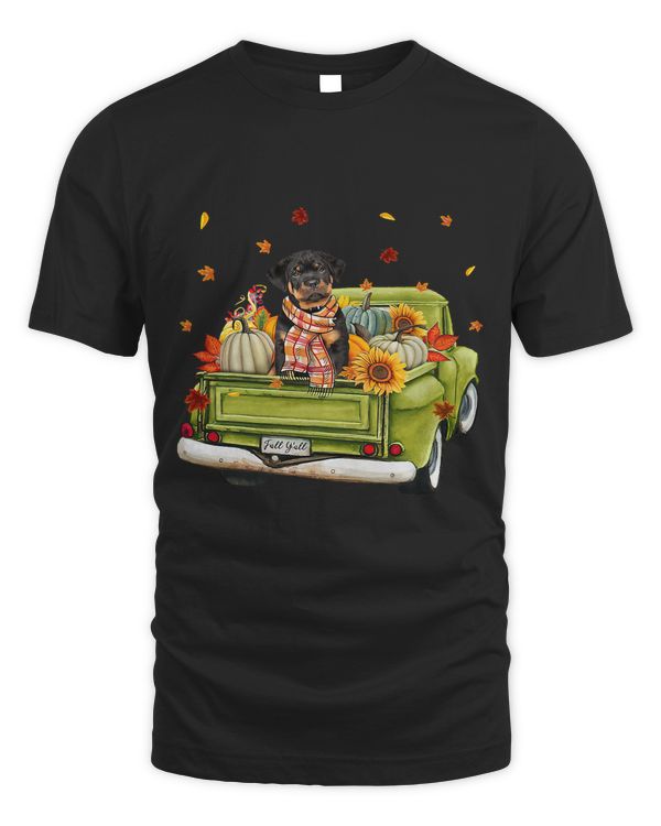 Happy Fall Yall Rottweiler Dog On Truck Pumpkin Fall Autumn57