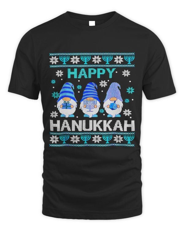 Happy Hanukkah Gnome Gnomies Menorah Pajama Ugly212