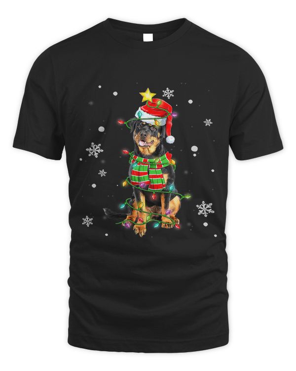 Cute Rottweiler Dog Santa Christmas Tree Lights Xmas72