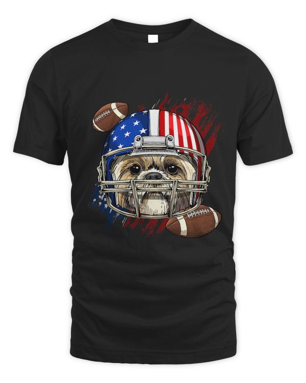 Shih Tzu American Football Dog Lovers USA Flag 133