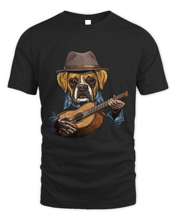 Acoustic Guitar Boxer Guitar Player Dog Guitarist 55