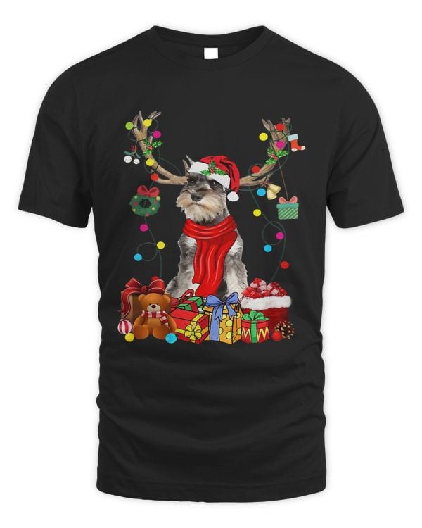 Santa GREY Miniature Schnauzer Reindeer Light Xmas Dog Lover129