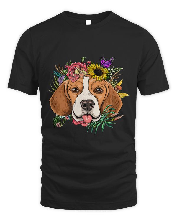 Floral Beagle Botanical Plant Flower Pet Puppy Dog Lover