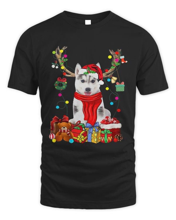 Santa Husky Reindeer Light Christmas Dog Lover135