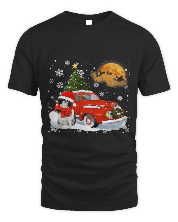Japanese Chin Vintage Wagon Red Truck Christmas Tree Pajamas111