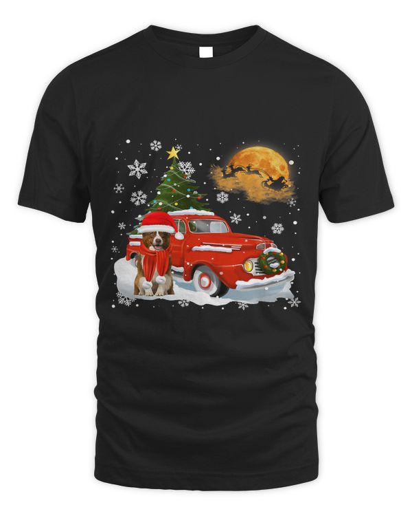 Border Collie Vintage Wagon Red Truck Christmas Tree Pajamas82