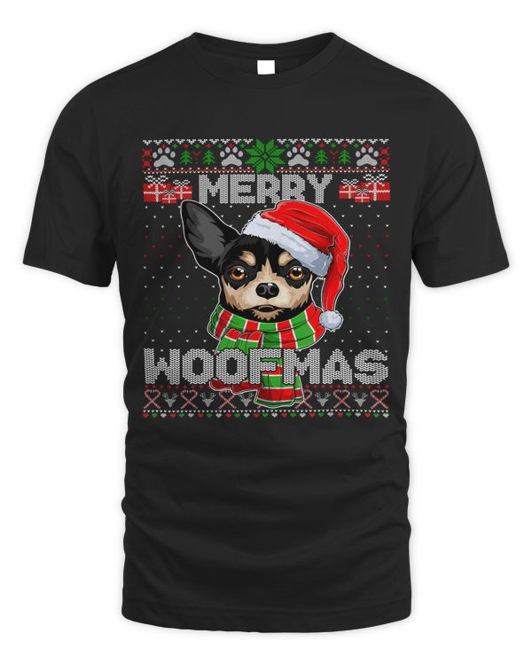 Chihuahua Merry Woofmas Chihuahua Santa Scarf Ugly Xmas Sweater 13