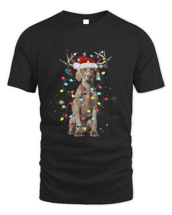 Santa Weimaraner Reindeer Light Christmas95