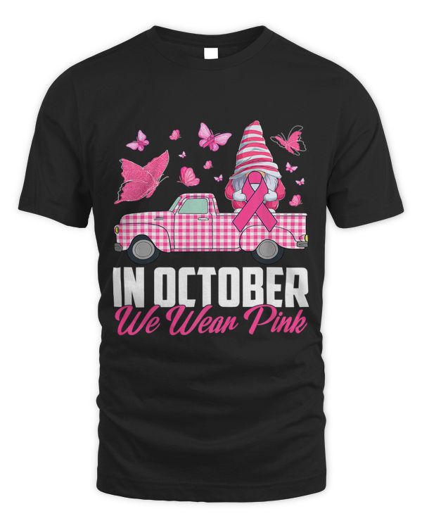 In October We Wear Pink Gnome Truck Breast Cancer Awareness115