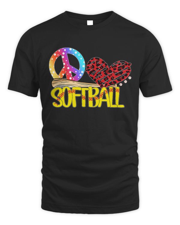 Softball PEACE LOVE Softball Cute Tie Dye Softball