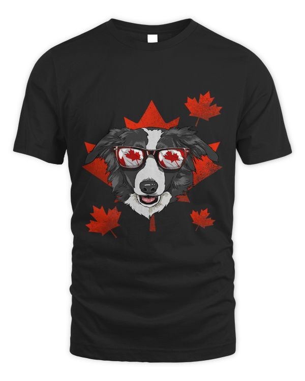 Canadian Border Collie Dog Maple Leaf Patriotic Canada Flag 311