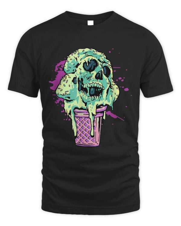 Melting Goth Skull Ice Cream Cone Sprinkles Ice Cream Lover166