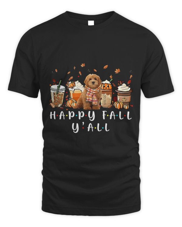 Happy Fall Yall Goldendoodle Dog Coffee Pumpkin Fall Autumn514
