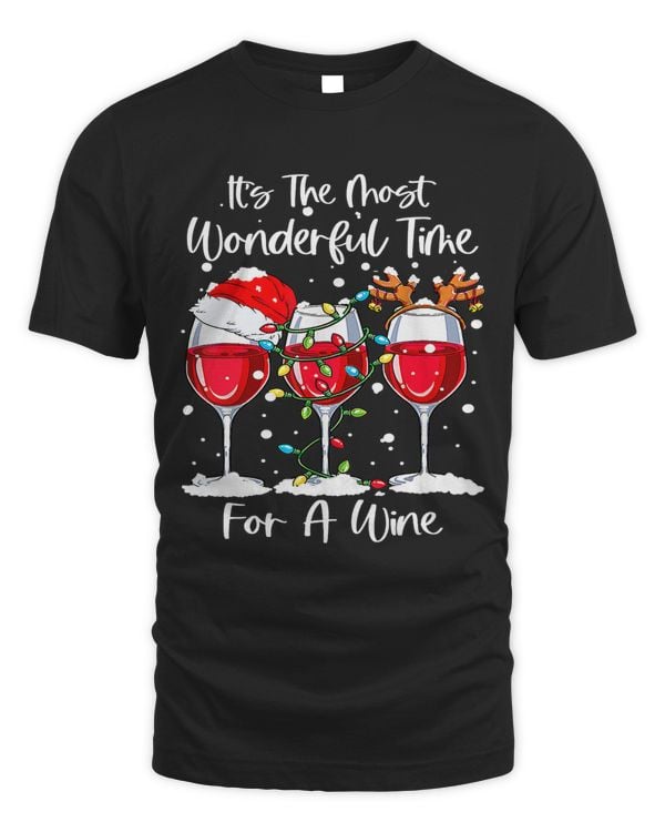 Womens Its The Most Wonderful Time Of The Year Christmas Wine Retro94