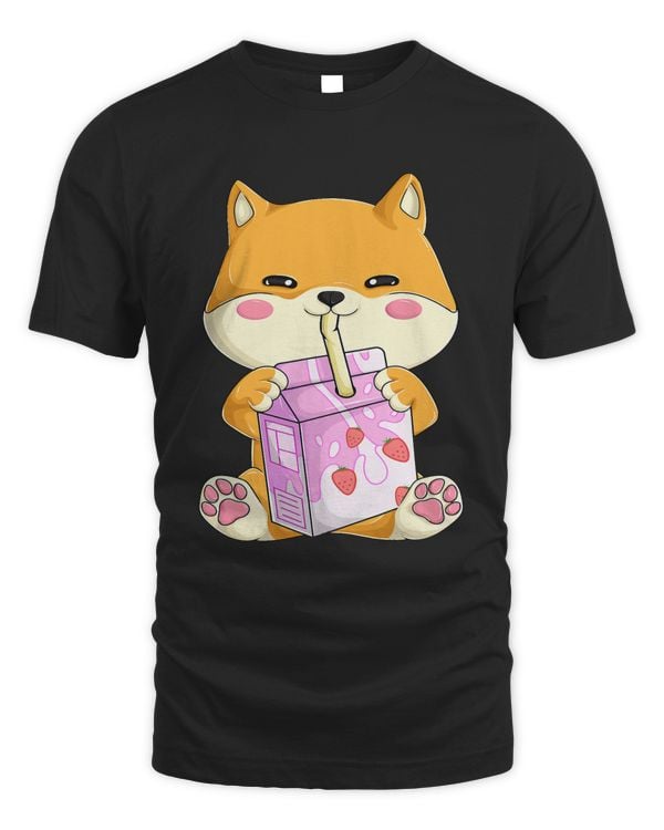 Strawberry Milk For Women Girls Kawaii Shiba Inu Dog 86