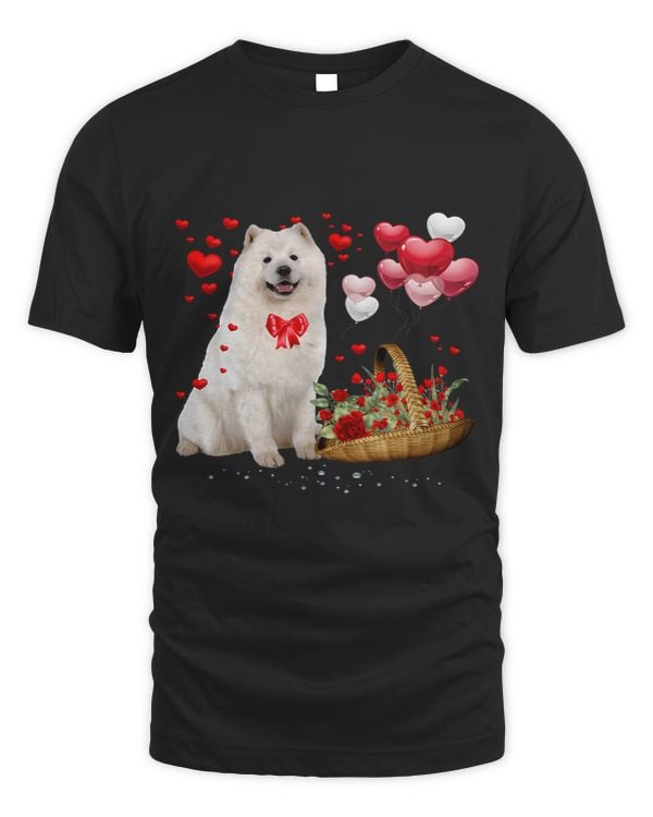 Cute Samoyed Dog Balloon Heart Valentines Day Valentine