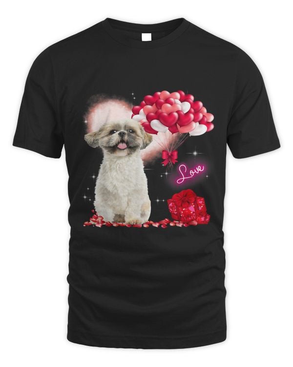 Cute Shih Tzu Balloon Heart Valentines Day Valentine