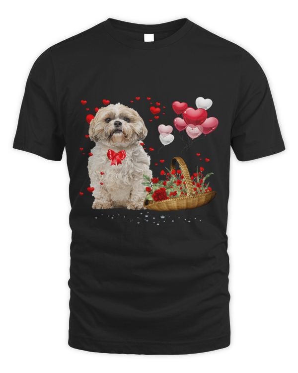 Cute Shih Tzu Dog Balloon Heart Valentines Day Valentine