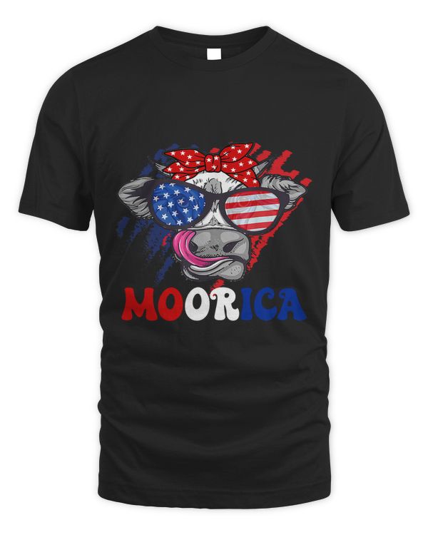 Funny 4th of July American Flag Cow Patriotic