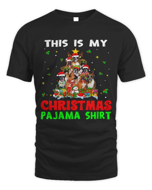 Boxer This Is My Christmas Pajama Boxer Dog Xmas Tree Lights 305