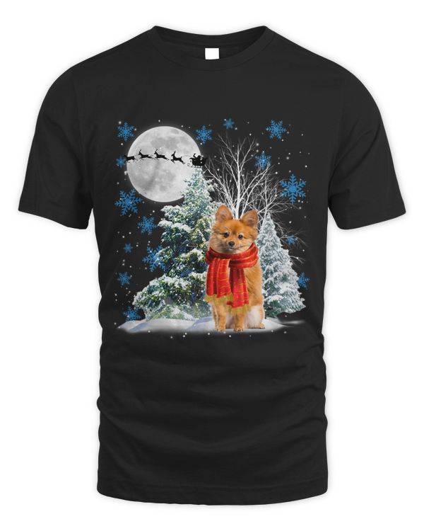 Keeshond Under Moonlight Snow Christmas Pajama 65