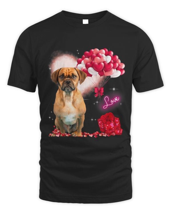 Cute Puggle Balloon Heart Valentines Day Valentine
