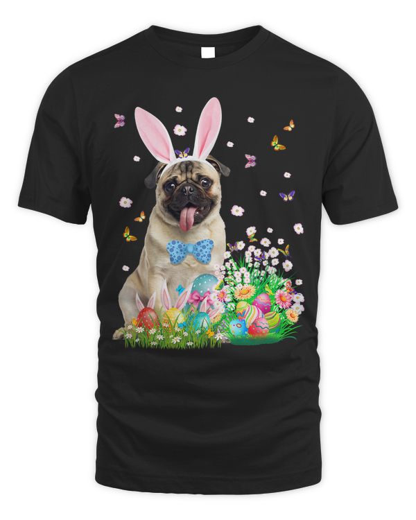 Happy Easter Cute Bunny Dog Pug Eggs Basket Funny Gifts