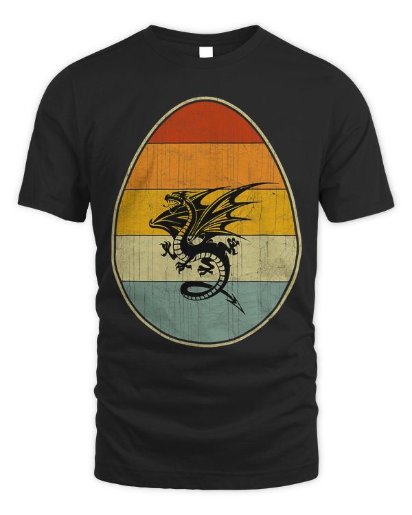 Retro Style Easter Egg Graphic Funny Easter Day Dragon