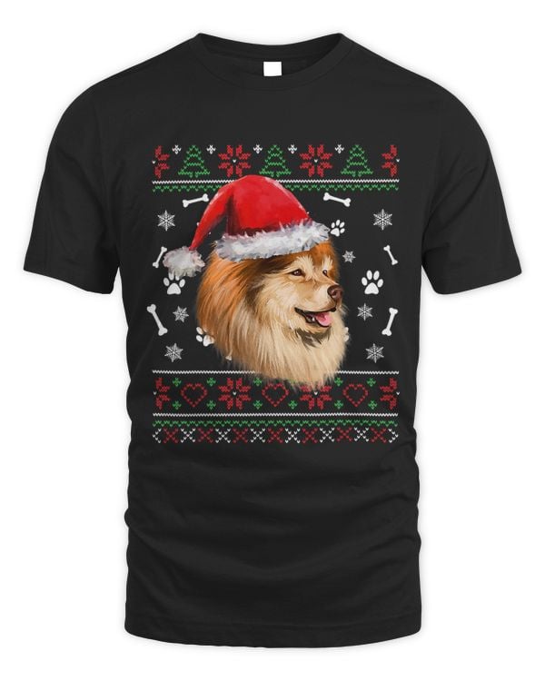 Ugly Sweater Christmas Finnish Lapphund Santa Hat Pajama