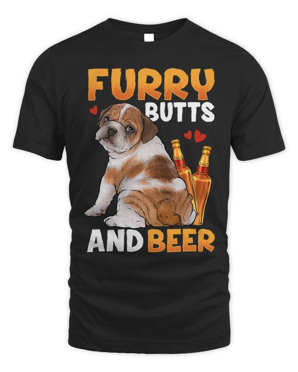 Furry Butts And Beers Funny English Bulldog 244