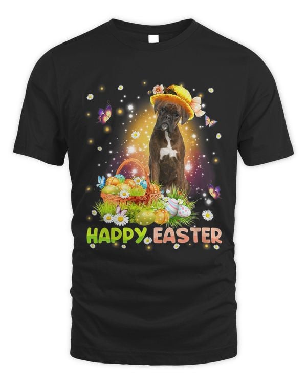 Happy Easter Cute Bunny Dog Boxer Eggs Basket Funny Dog