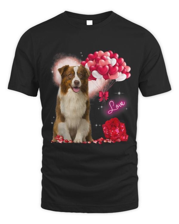 Cute Border Collie Balloon Heart Valentines Day Valentine