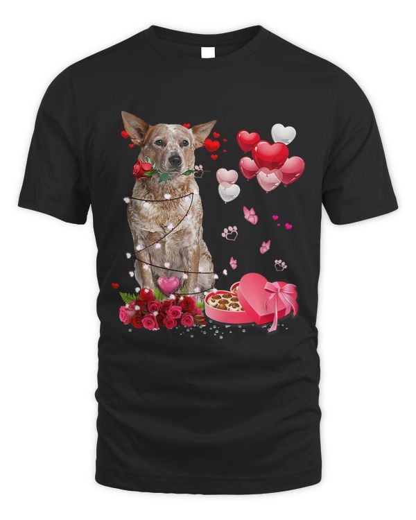 Funny Red Heeler Rose Heart Happy Valentine Day Dog Mom