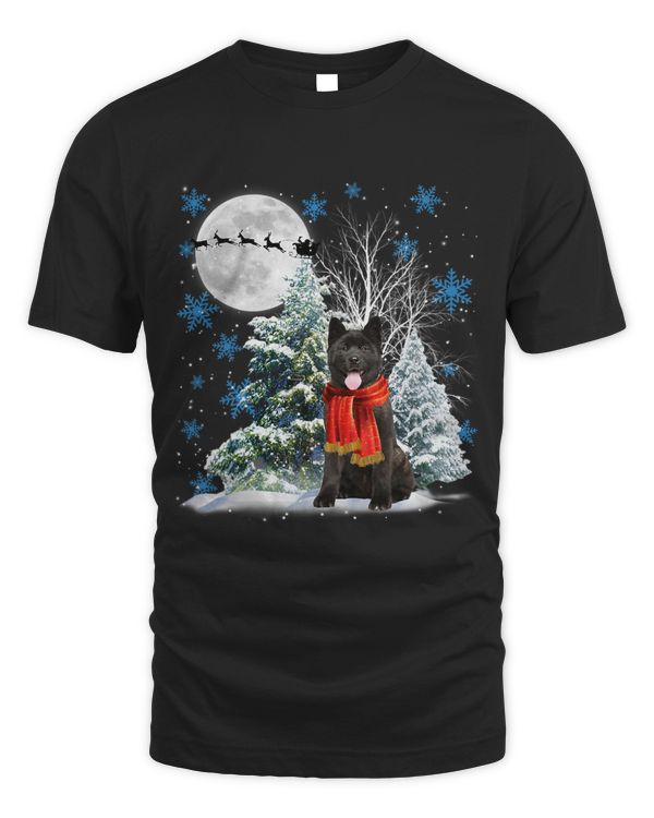 Akita Under Moonlight Snow Christmas Pajama 135