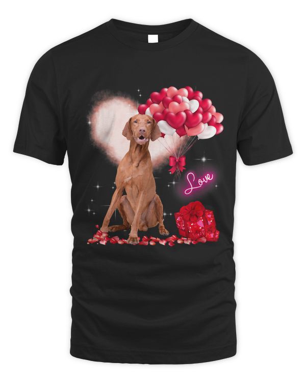 Cute Vizsla Balloon Heart Valentines Day Valentine