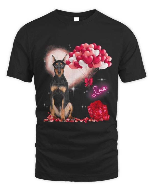 Cute German Pinscher Balloon Heart Valentines Day Valentine