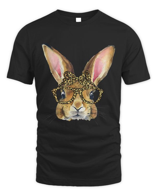 Easter Day Leopard Bunny Glasses Eggs Cute Rabbit