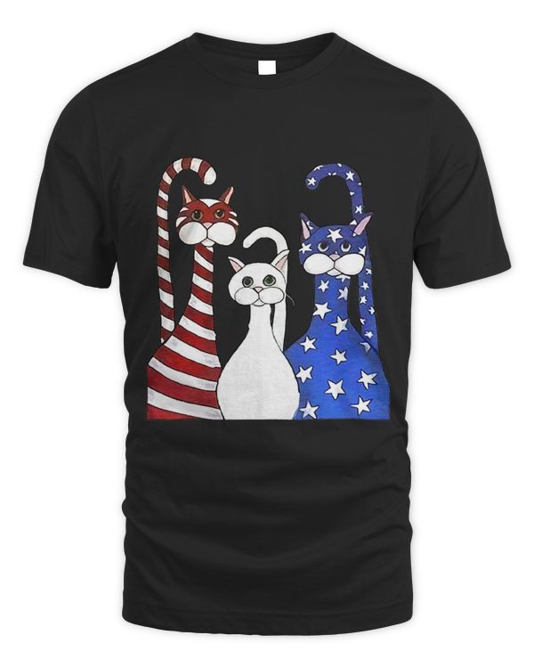3 Cat Kitten American Flag