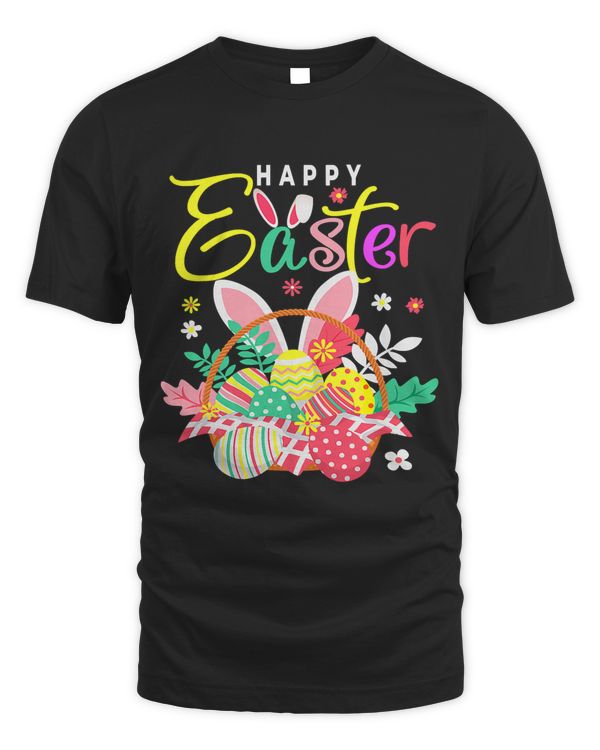 Happy Easter Bunny Eggs Basket Cute Rabbit Men Women Kids