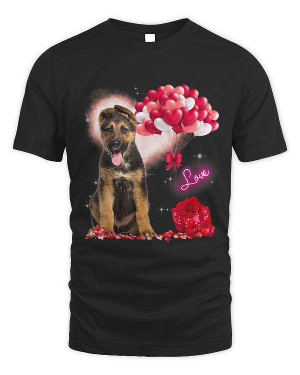 Cute German Shepherd Balloon Heart Valentines Day Valentine