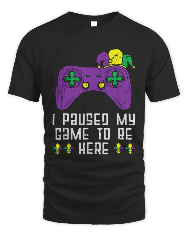 Paused My Game Mardi Gras Video Gaming Gamer Boys Men Kids
