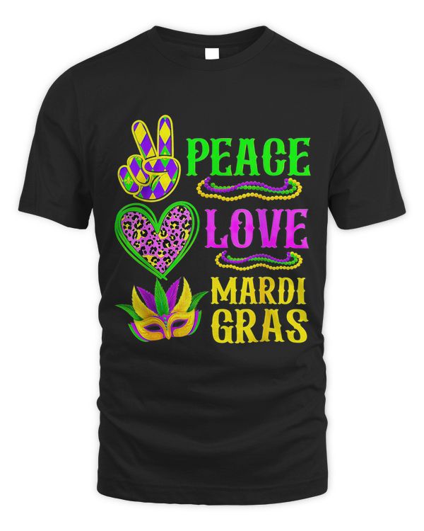 Peace Love Mardi Gras Leopard Funny Festival Carnival Party