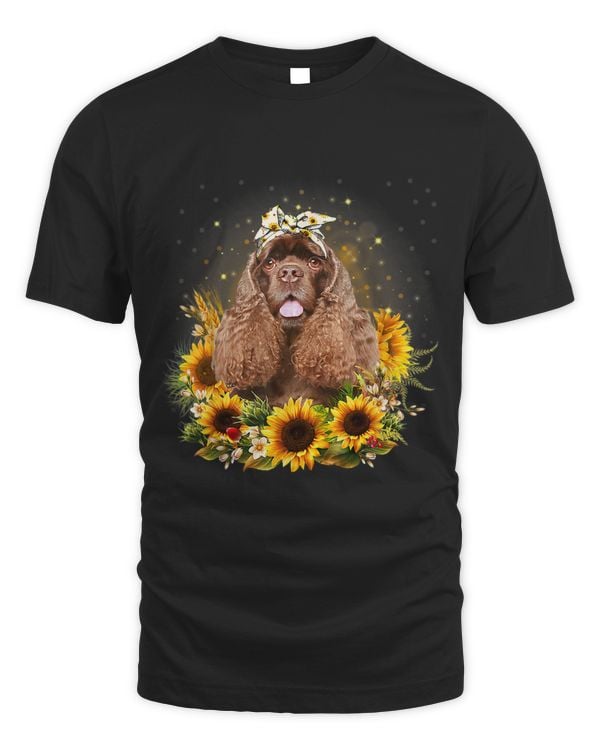 Womens Sunflower American Cocker Spaniel Dog Mothers Day For Women
