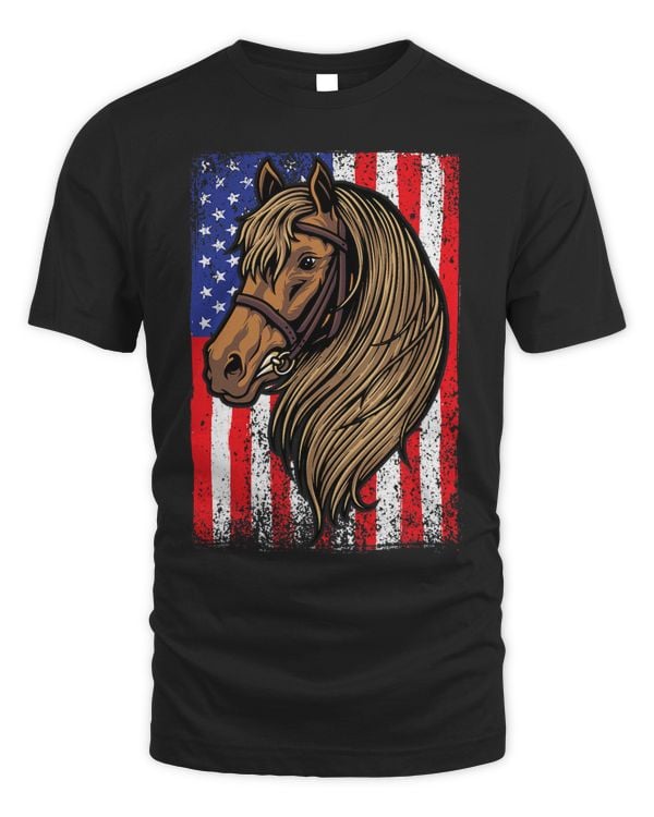 Horse American USA Flag Horseback Riding 4th of July Men Kid