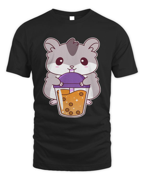 Cute Anime Hamster Drinking Boba Tea Kawaii