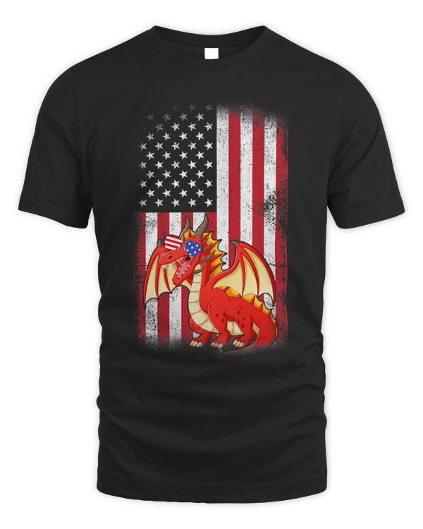 Dragon American Flag Boys Girls Men Women Fourth Of July