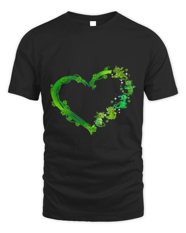 Cute Dragons Heart Clover St. Patricks Day