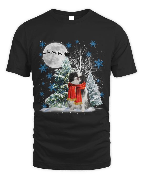 Japanese Chin Under Moonlight Snow Christmas Pajama 64