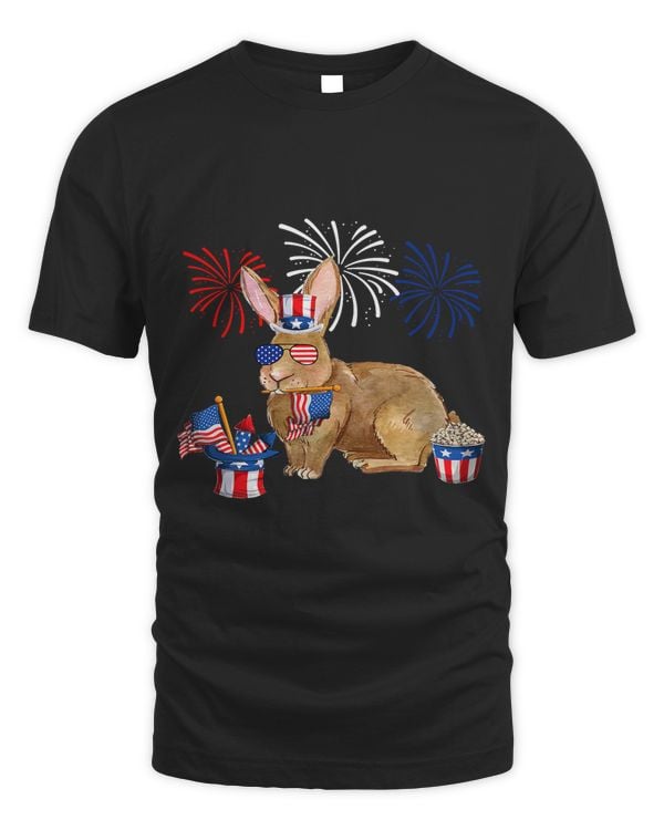 Rabbit Holding American Flag Sunglasses Happy 4th Of July