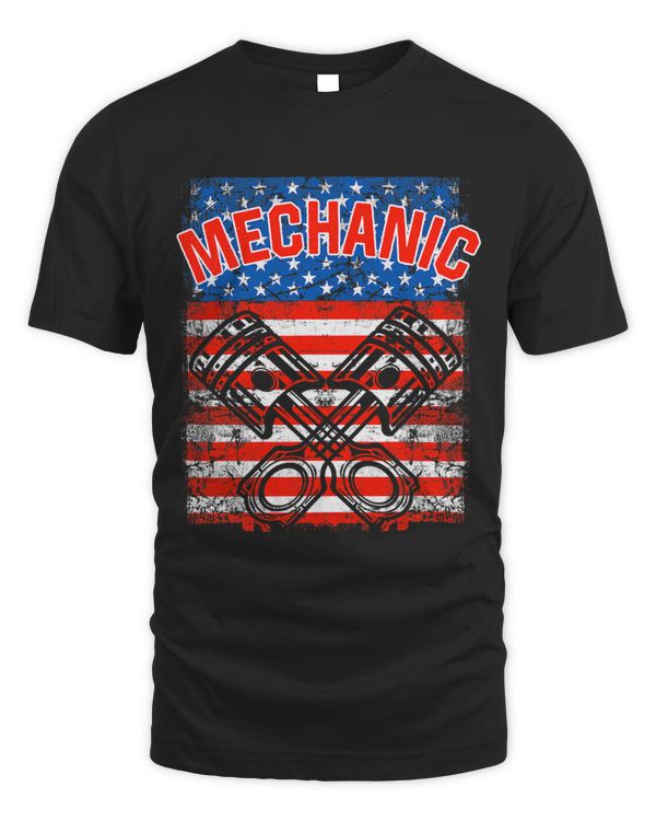 American Flag Piston vintage Muscle patriotic Car Mechanic